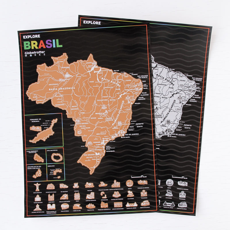 Mapa de Raspar do Brasil Brincadeira Inteligente 41x29cm