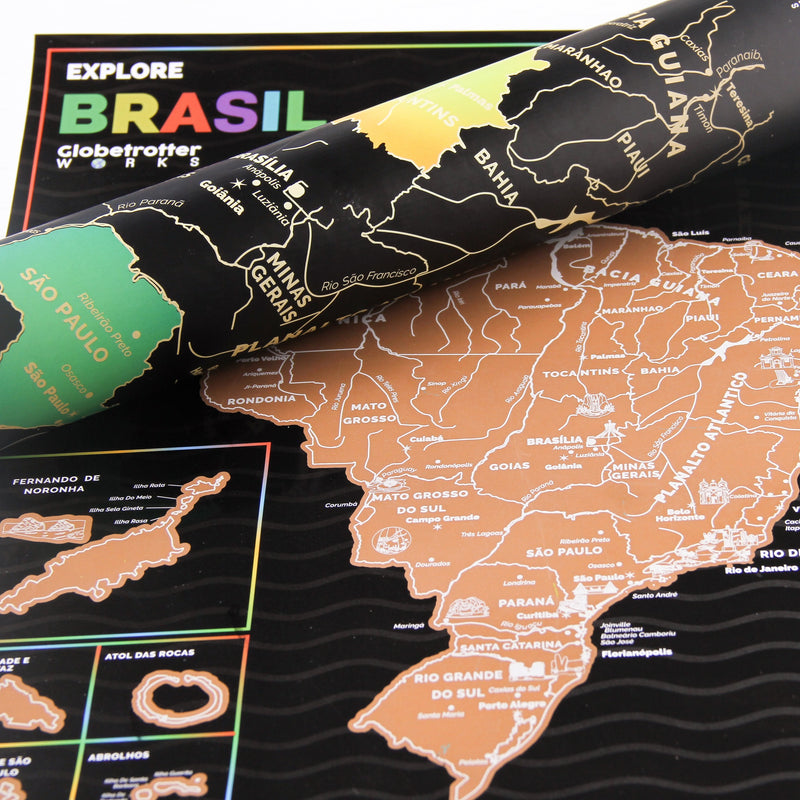 Mapa de Raspar do Brasil Brincadeira Inteligente 41x29cm